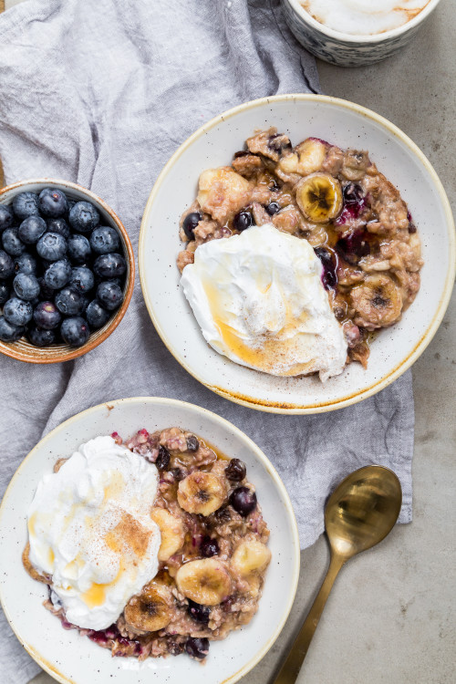 Baked Banana & Blueberry Oatmeal